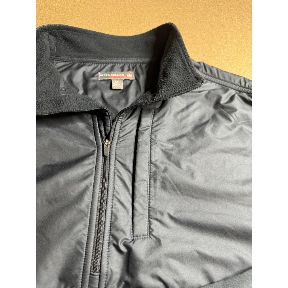 Peter Millar Crown Sport Mens Black Hybrid Quarter Zip Pullover The Clint M